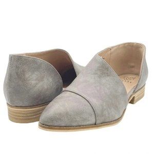 Beast Fashion Carter Shoe in Gray Stone Side Cutout Pointed Toe Flats Sz 8